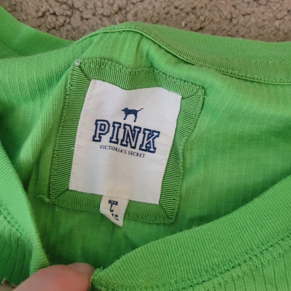 PINK Victoria's Secret Lime Green Henley with Blue Capri Sweatpants - Picture 6 of 6